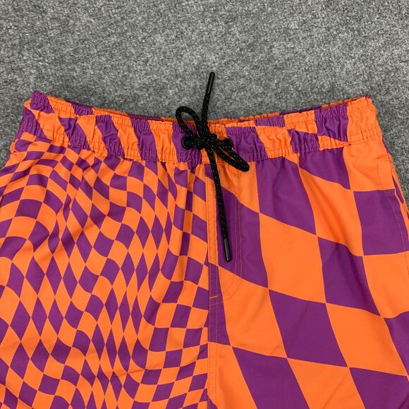 Neff Dazed Hot Tub Swim Shorts Mens L Large Purple Orange Elastic Waist Unlined - Picture 4 of 11